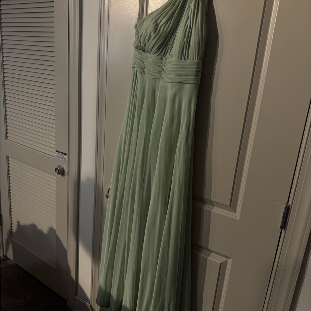 Azazie One-Shoulder Dress in Soft Green